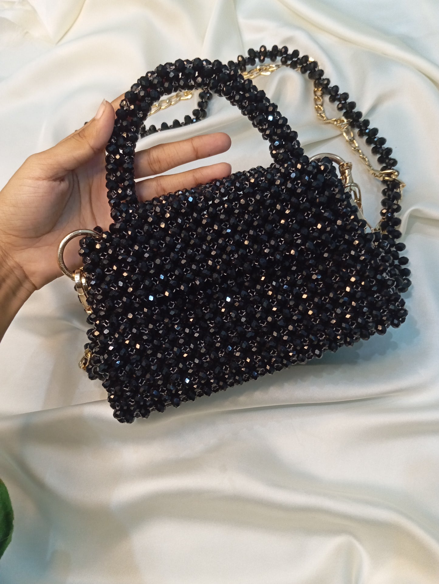 Black crystal beaded bag