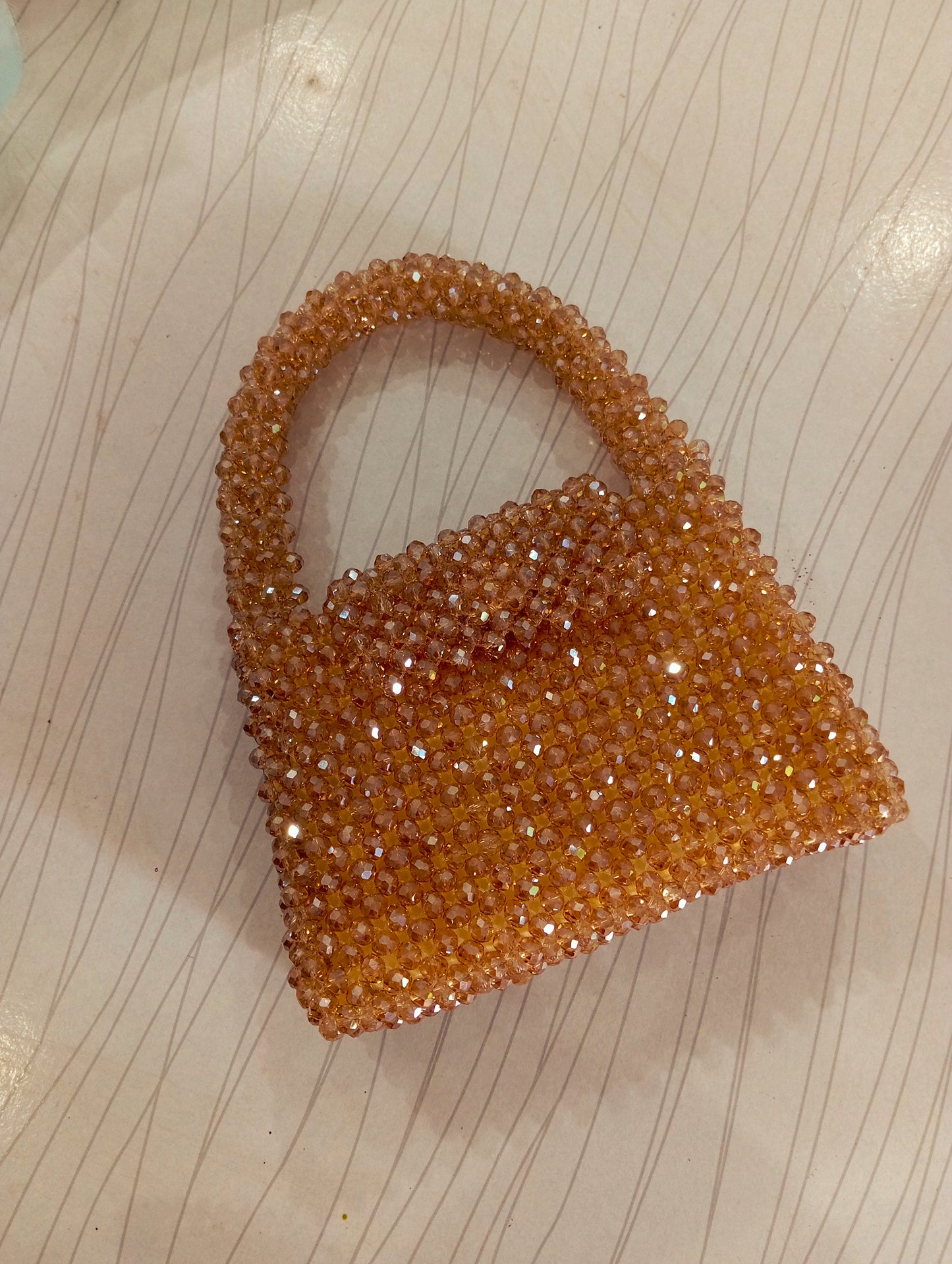 Champagne crystal beaded bag
