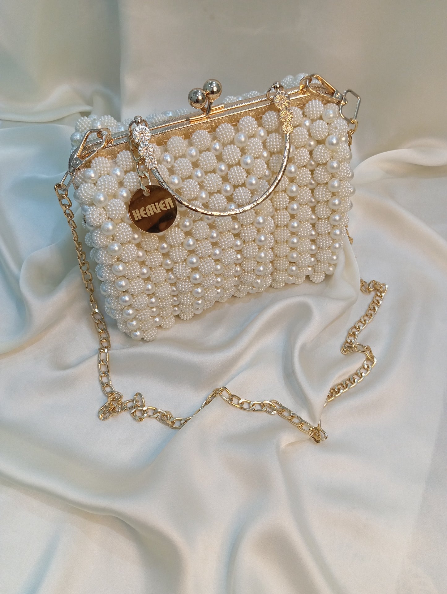 White berry beaded clutch