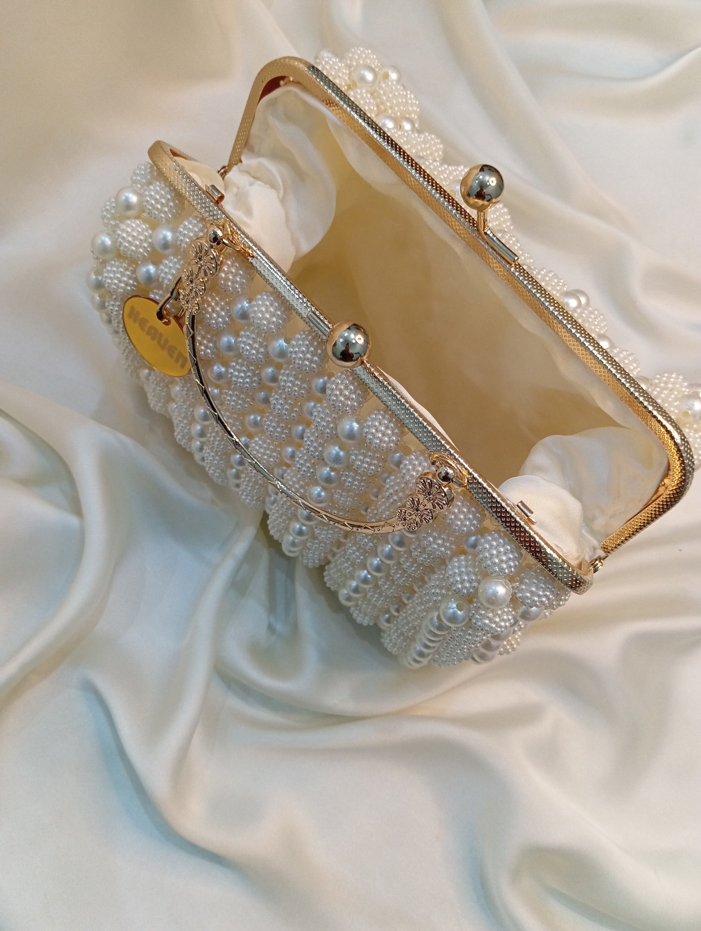 White berry beaded clutch