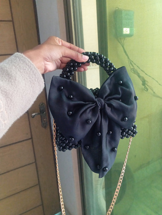 Beaded bag with bow