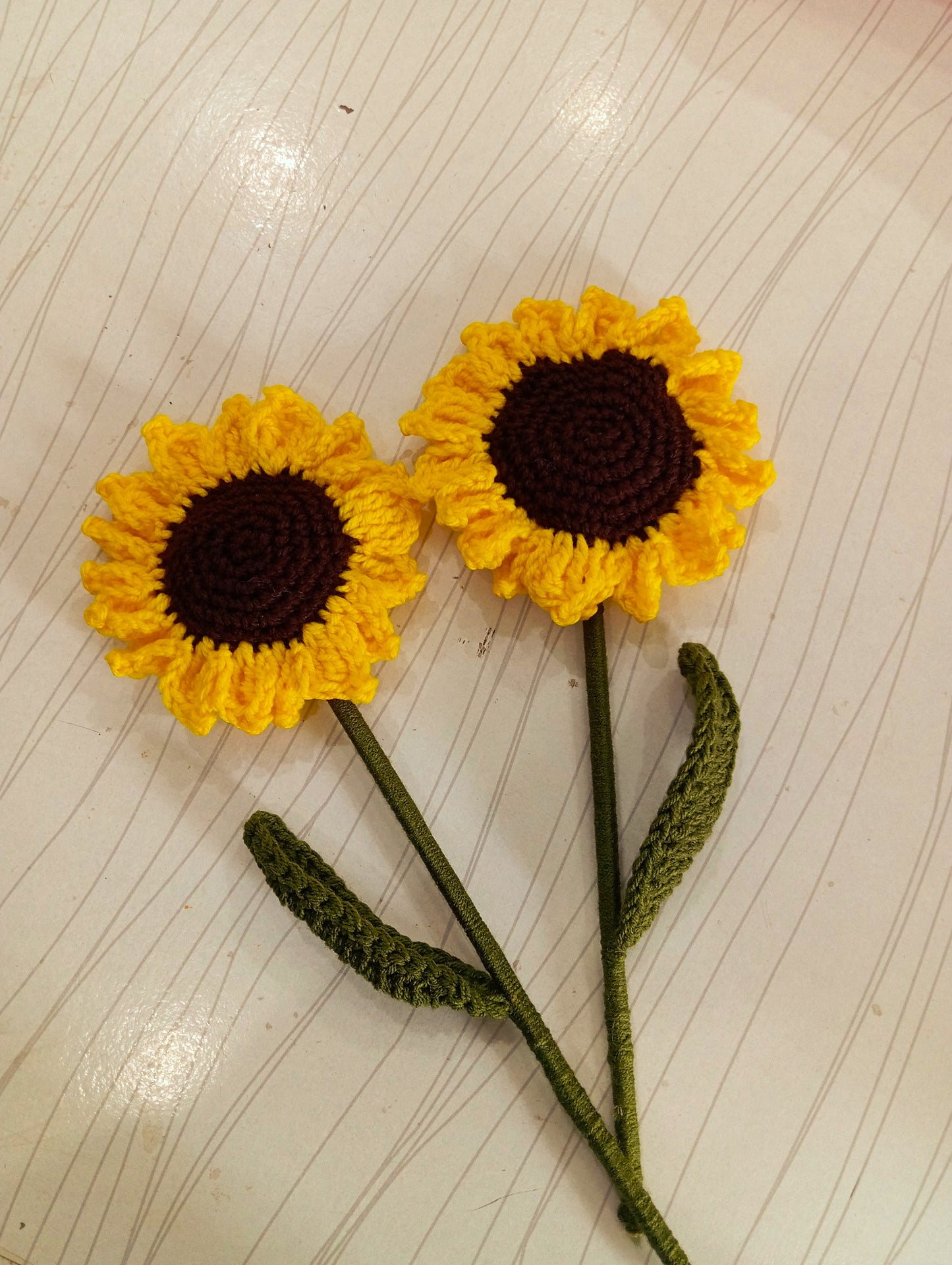 Crochet sunflower pair