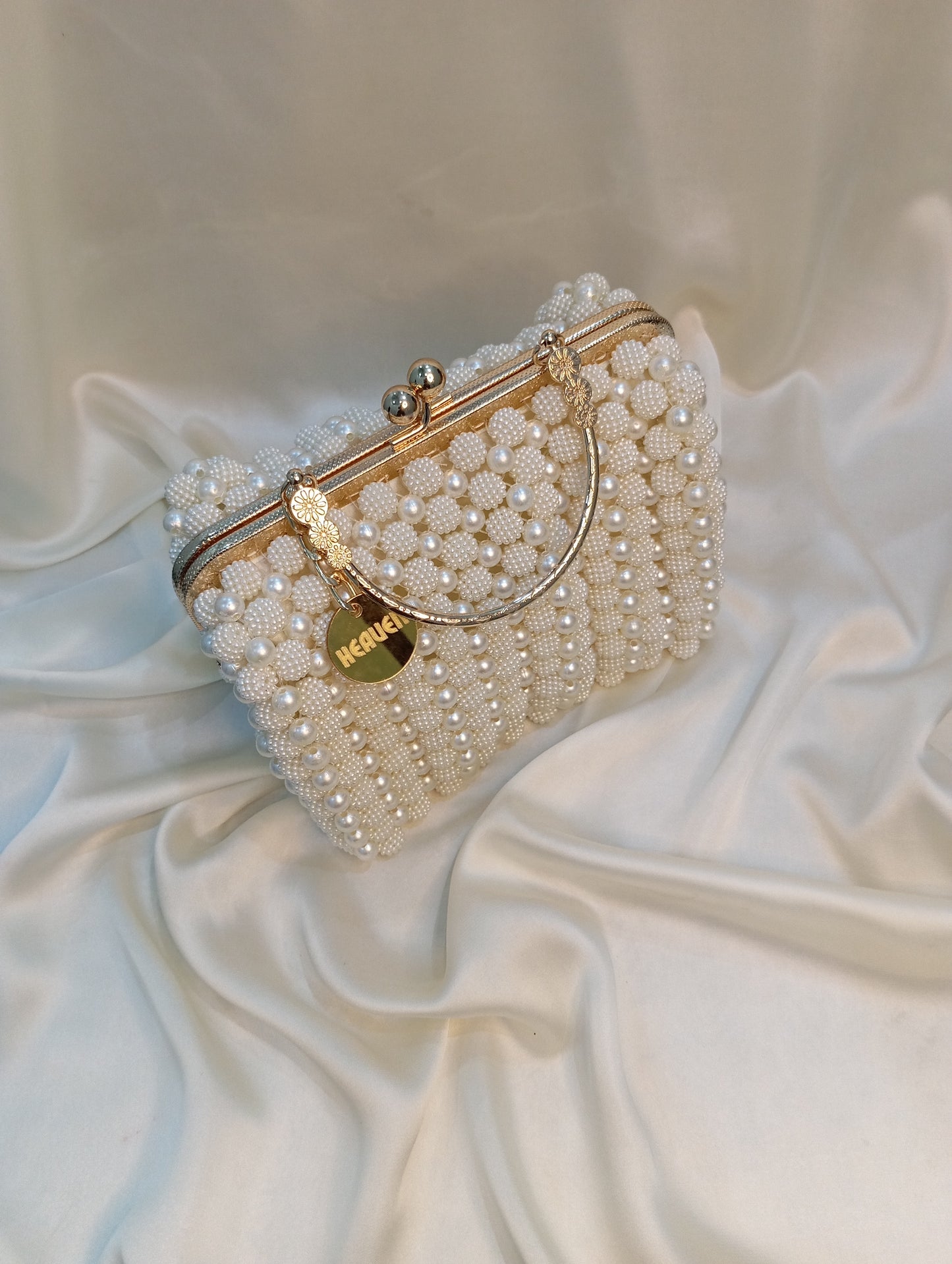 White berry beaded clutch