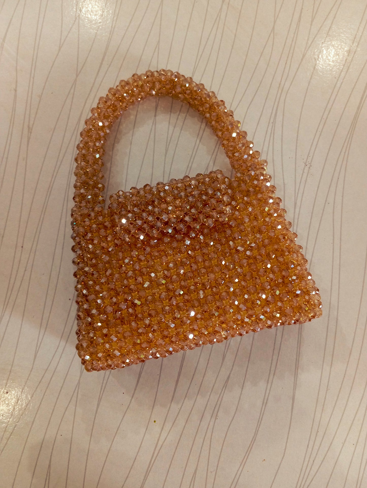 Champagne crystal beaded bag